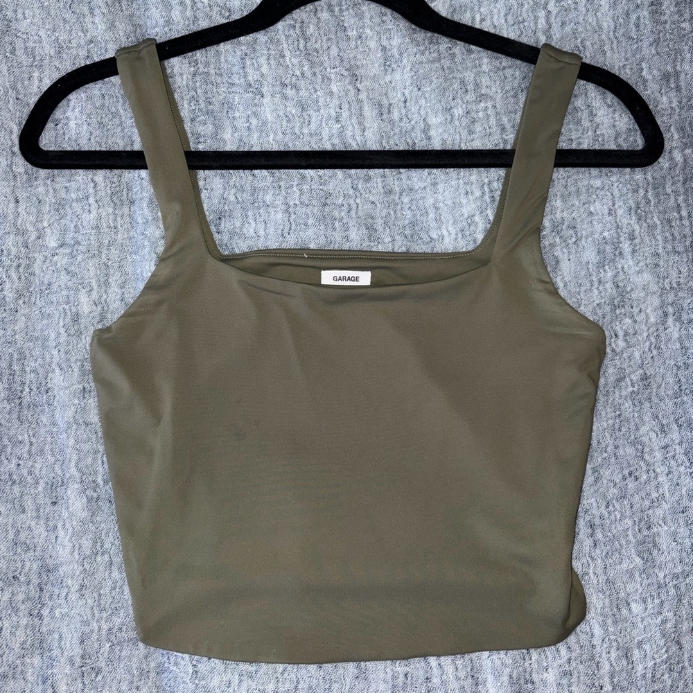 Green Square Neck Tank Top